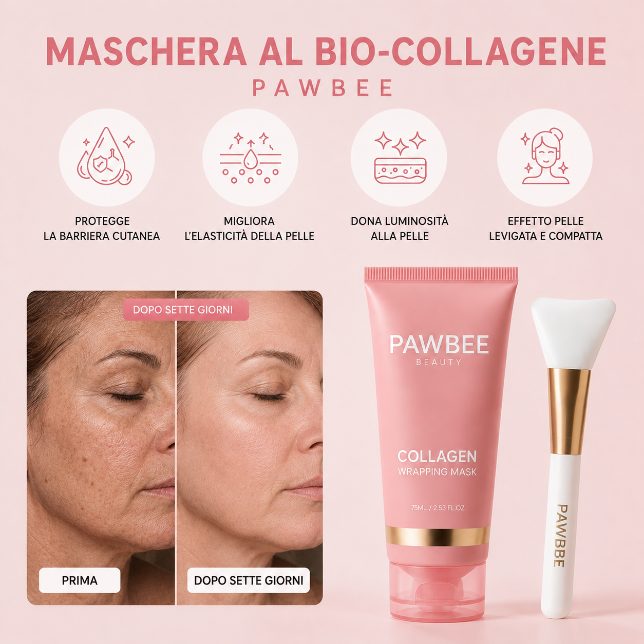 Maschera al bio-collagene + pennello